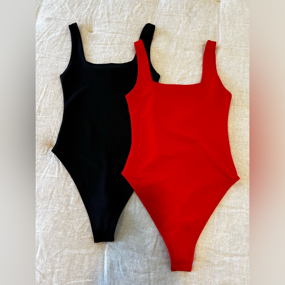ASOS Flounce Stretch Bodysuits (2) Black & Red Size 0